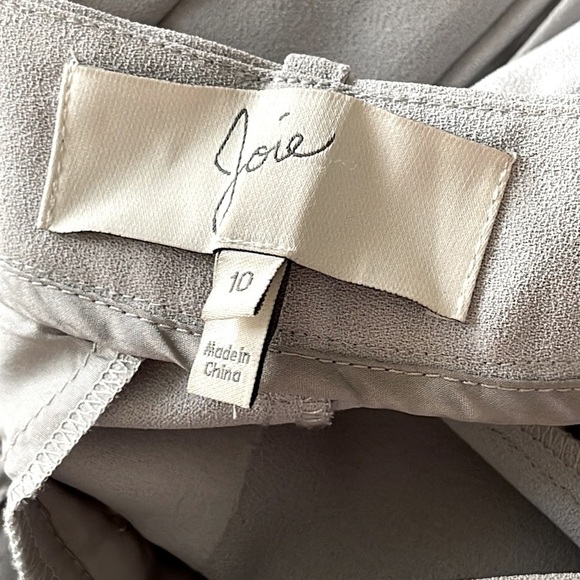 Joie Women’s Light Grey Ankle Casual Pants Size 10 Mid Rise Pleated Cuffed Hem - Picture 8 of 15